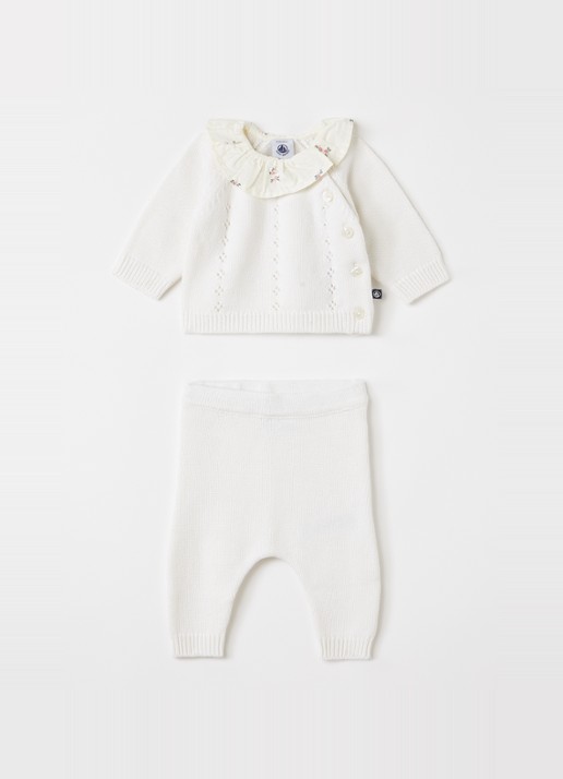 Petit Bateau Set van fijngebreide trui met babybroek 2-delig