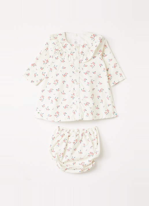 Petit Bateau Set van tuniekjurk met bloomer - voorkant gebroken wit