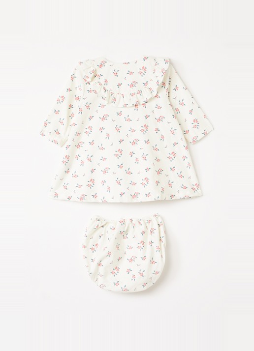 Petit Bateau Set van tuniekjurk met bloomer - voorkant 2 gebroken wit