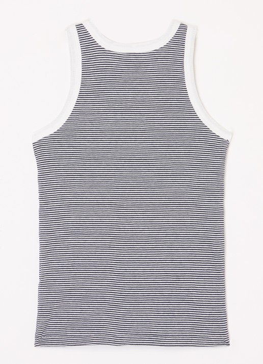 Petit Bateau Singlet met streepprint in 2-pack - voorkant 2 donkerblauw