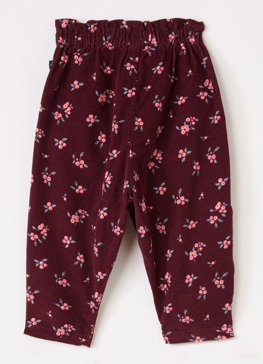 Petit Bateau Straight fit broek van fluweel - voorkant 3 bordeauxrood