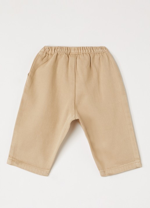 Petit Bateau Straight fit chino met logo - voorkant 2 beige