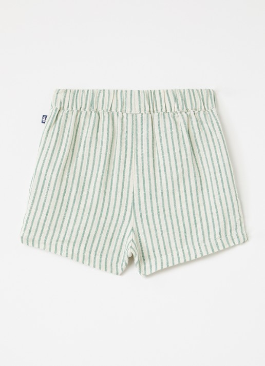 Petit Bateau Straight fit korte broek in linnenblend - voorkant 2 donkergroen