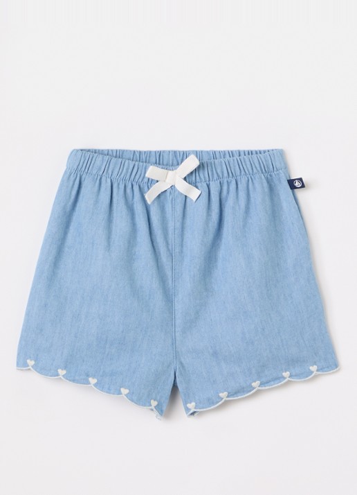 Petit Bateau Straight fit korte broek van chambray