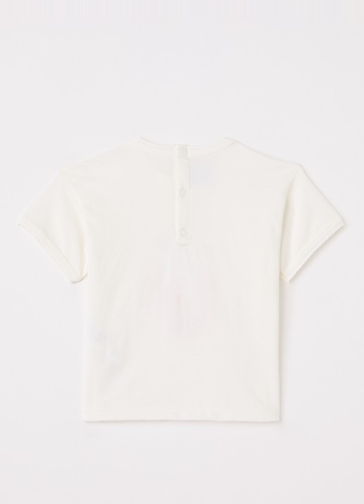 Petit Bateau T-shirt met print - voorkant 2 gebroken wit