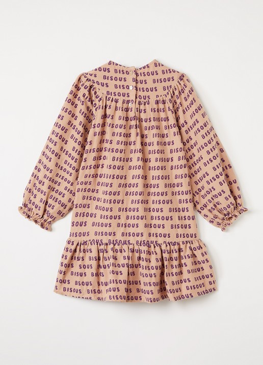 Petit Blush Bisous jurk met print - voorkant 2 zalmroze
