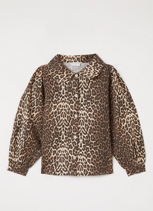 Petit Blush Blouse met panterprint - voorkant 2 camel