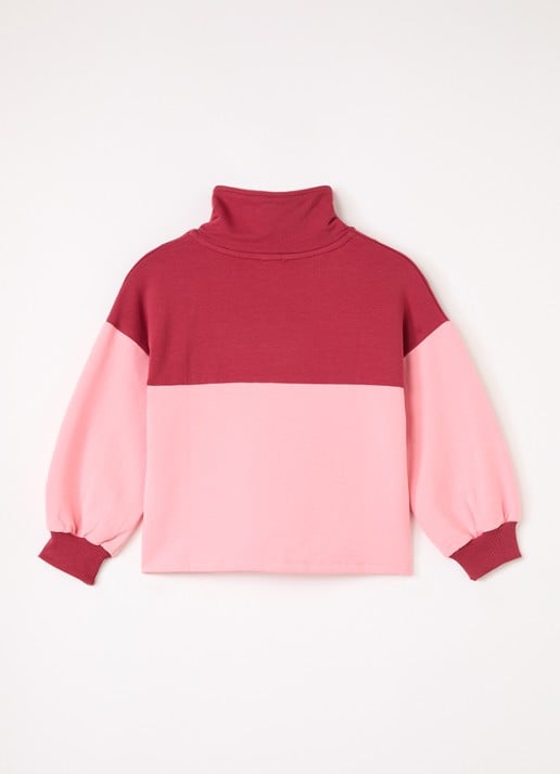 Petit Blush Blush sweater met halve rits - voorkant 4 roze