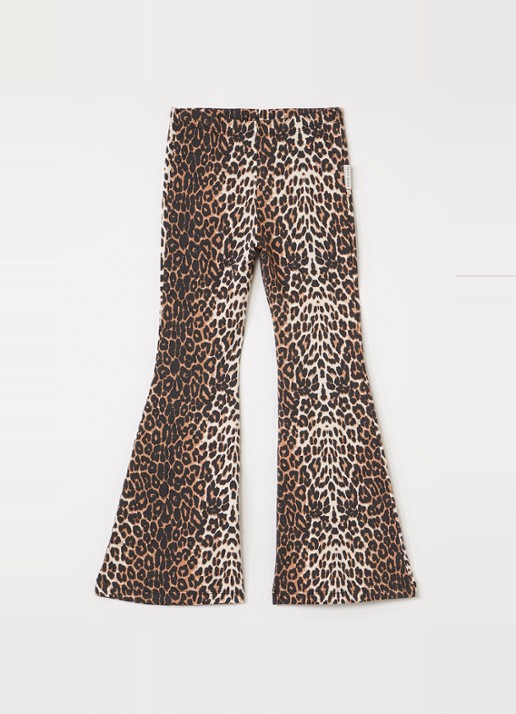 Petit Blush Bowie flared fit legging met panterprint - voorkant zwart