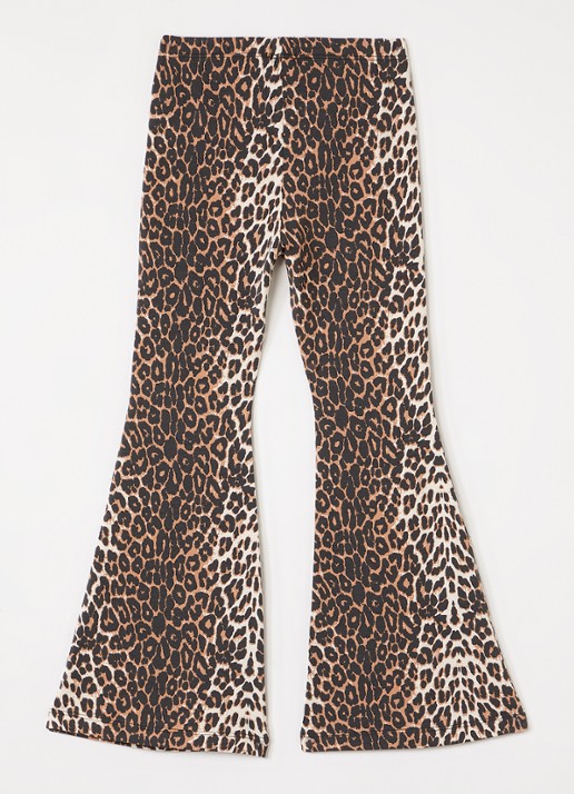 Petit Blush Bowie flared fit legging met panterprint - voorkant 2 zwart