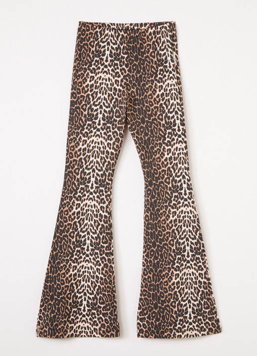 Petit Blush Bowie flared fit legging met panterprint - voorkant 3 zwart