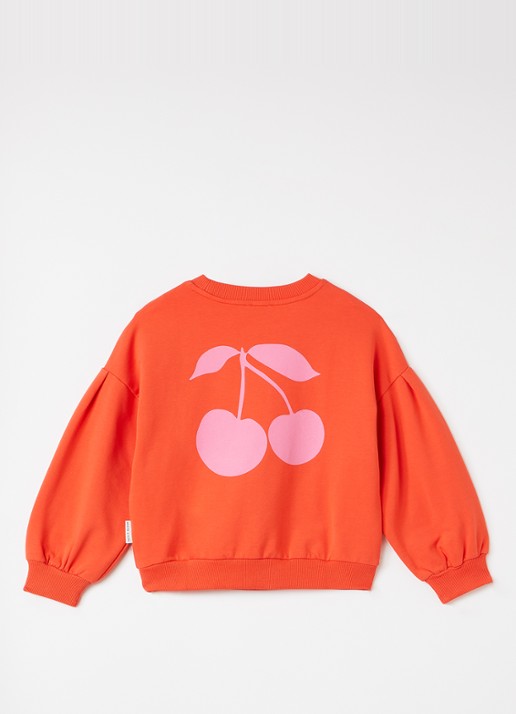 Petit Blush Easy sweater met logo- en backprint - detail 2 oranjerood