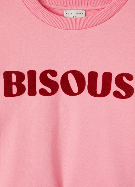 Petit Blush Easy sweater met print - detail roze