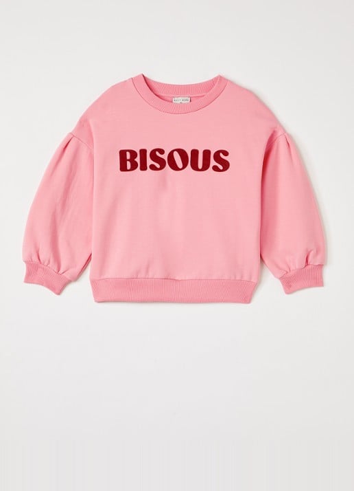 Petit Blush Easy sweater met print - voorkant 2 roze