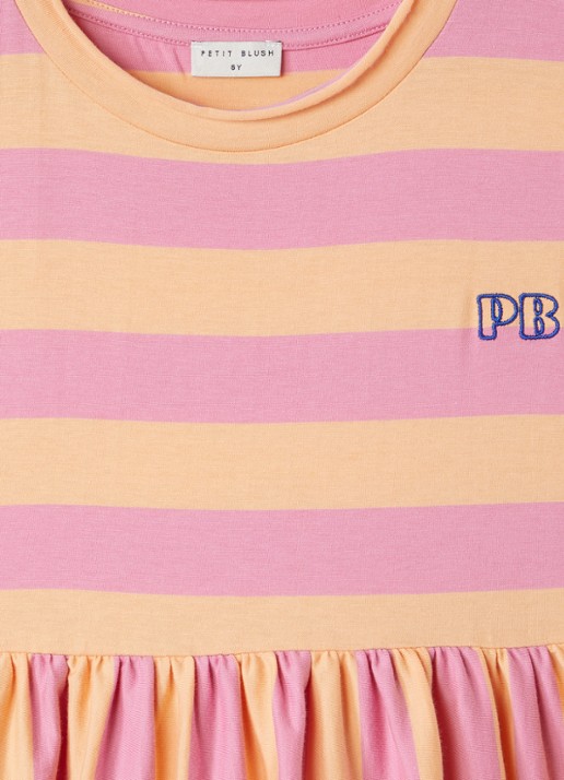 Petit Blush Jurk met streepprint - detail roze