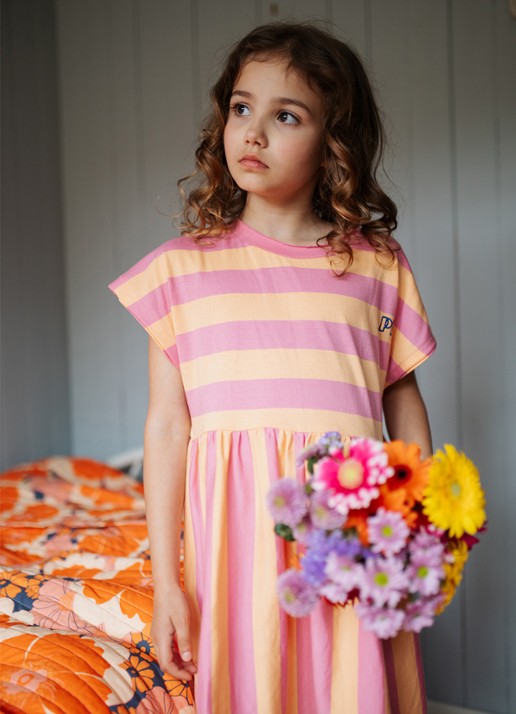 Petit Blush Jurk met streepprint - detail 3 roze