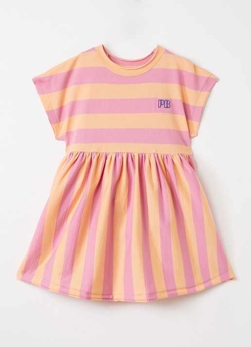 Petit Blush Jurk met streepprint - voorkant 7 roze