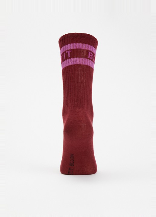 Petit Blush Sokken met streepprint  - voorkant 3 bordeauxrood
