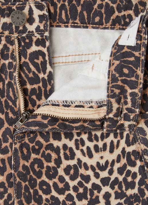 Petit Blush Spijkerrok met panterprint - detail camel