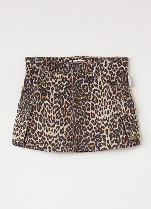 Petit Blush Spijkerrok met panterprint - voorkant 2 camel