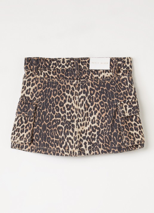 Petit Blush Spijkerrok met panterprint - voorkant 3 camel