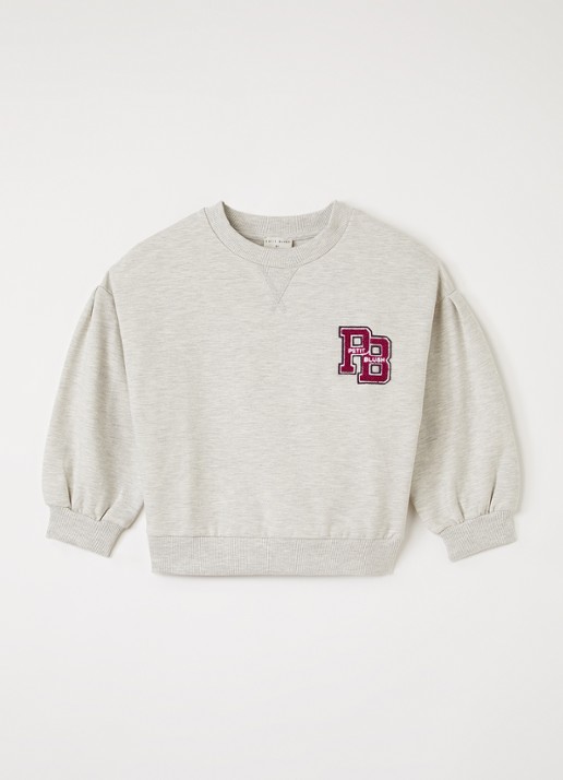 Petit Blush Sweater met logoborduring - voorkant grijsmele