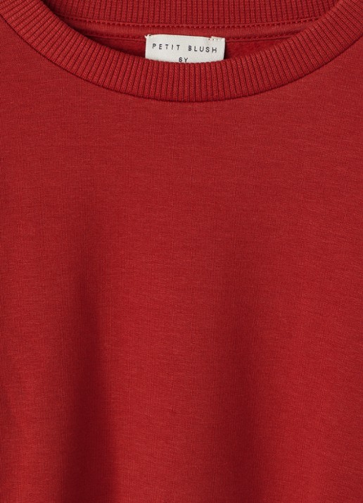Petit Blush Sweater met ruches - detail donkerrood