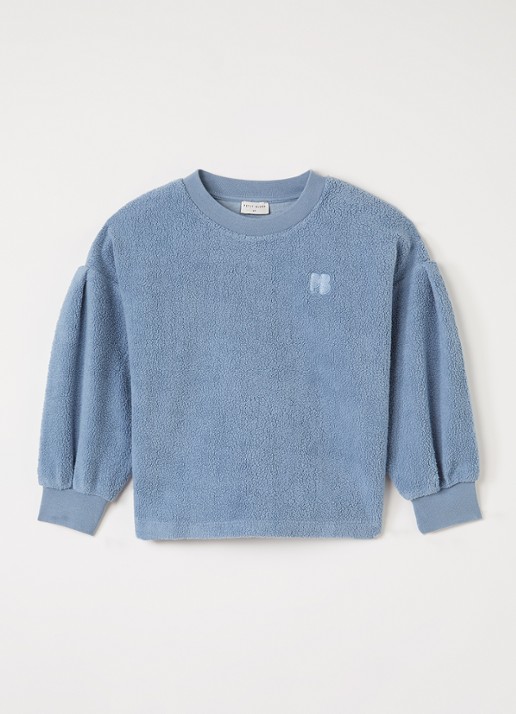 Petit Blush Sweater van teddy met logoborduring