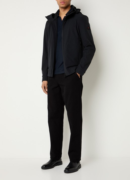 Peuterey Helgo softshell jack met capuchon - voorkant 4 zwart