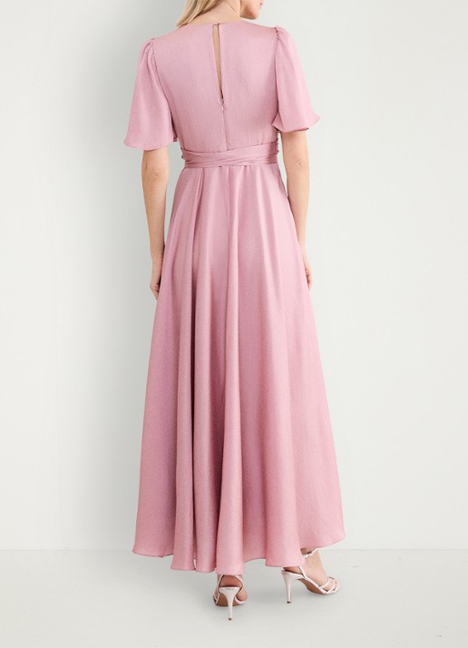 Phase Eight Abbie maxi jurk met strikceintuur - achterkant 3 oudroze