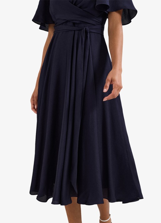Phase Eight Abbie midi jurk met strikceintuur pofmouwen - detail 6 blauw