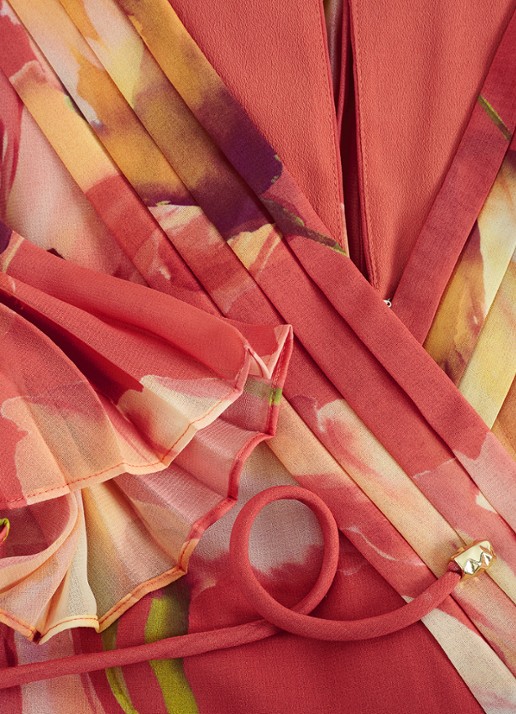 Phase Eight Abigail maxi jurk met bloemenprint - detail 7 koraal