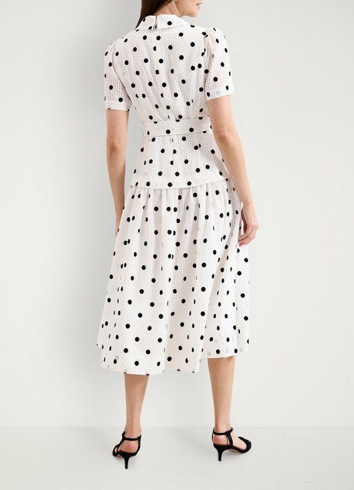 Phase Eight Adele midi jurk met stippenprint - achterkant 8 ivoor