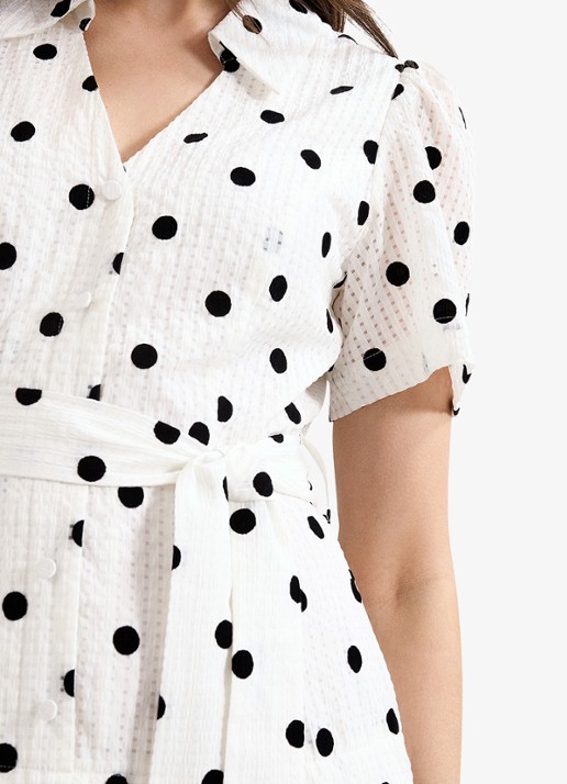 Phase Eight Adele midi jurk met stippenprint - detail 5 ivoor