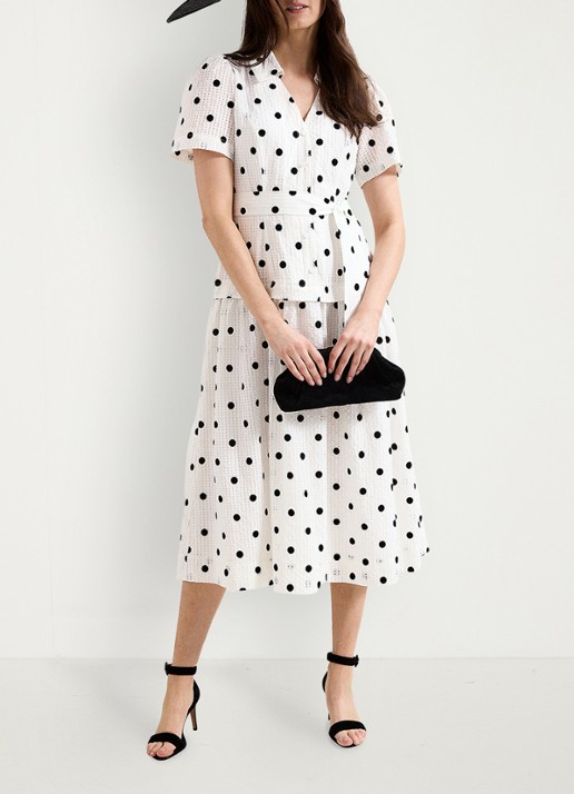 Phase Eight Adele midi jurk met stippenprint - detail 7 ivoor