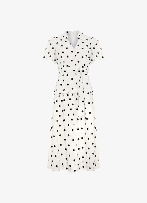 Phase Eight Adele midi jurk met stippenprint - voorkant ivoor