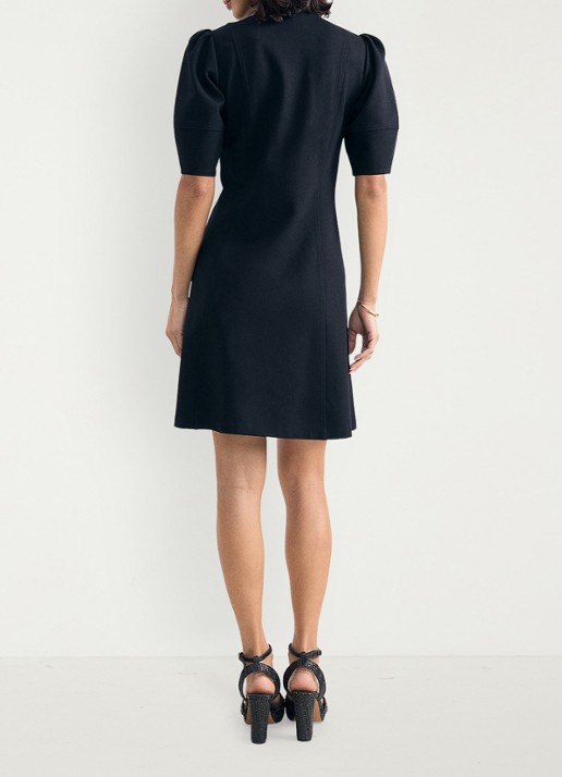 Phase Eight Alima Ponte mini jurk met opstaande kraag - achterkant 6 zwart