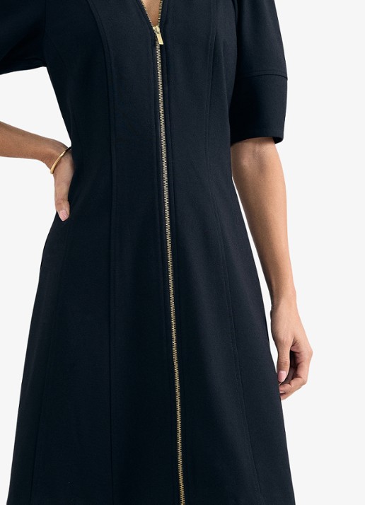 Phase Eight Alima Ponte mini jurk met opstaande kraag - detail 3 zwart
