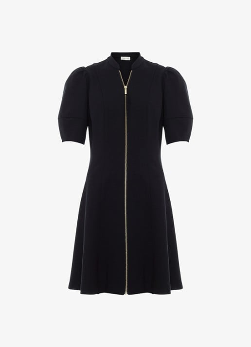 Phase Eight Alima Ponte mini jurk met opstaande kraag - voorkant 7 zwart