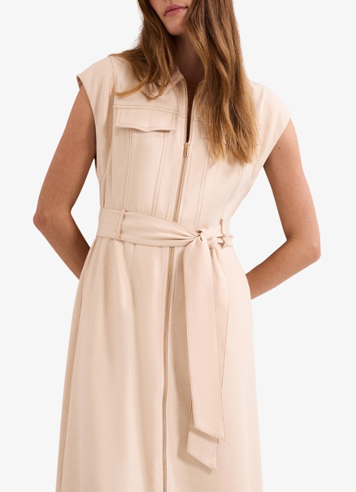 Phase Eight Alira midi jurk met strikceintuur - detail 3 creme
