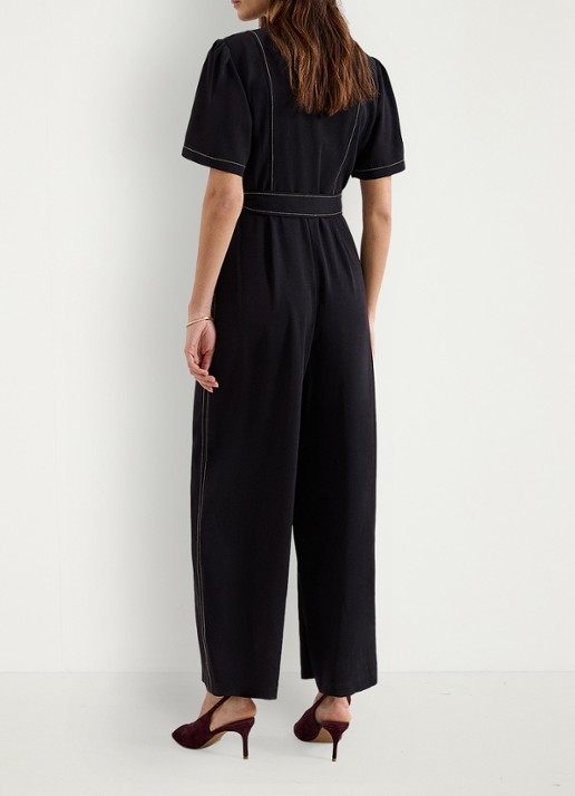 Phase Eight Alix wide fit jumpsuit met strikceintuur - achterkant zwart