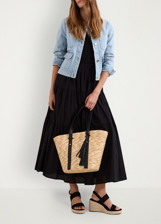 Phase Eight Alva maxi rok met plooien - voorkant 2 zwart