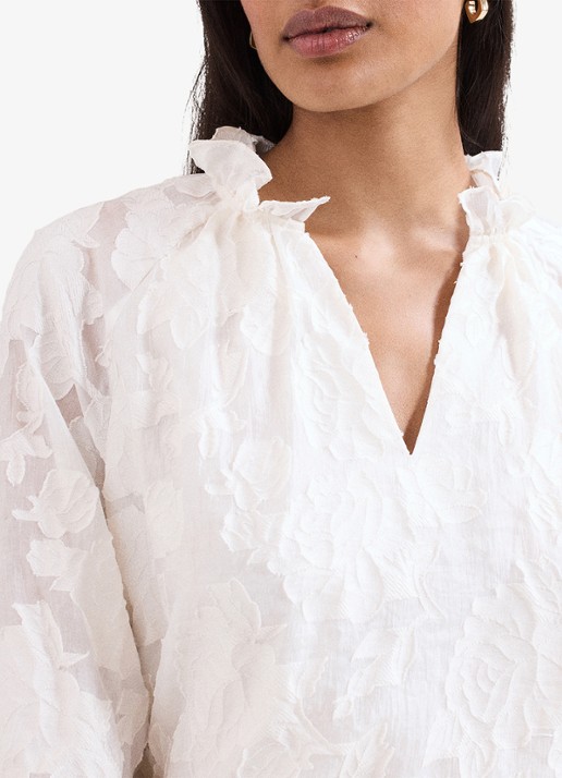 Phase Eight Amal blouse met bloemenprint - detail 5 gebroken wit