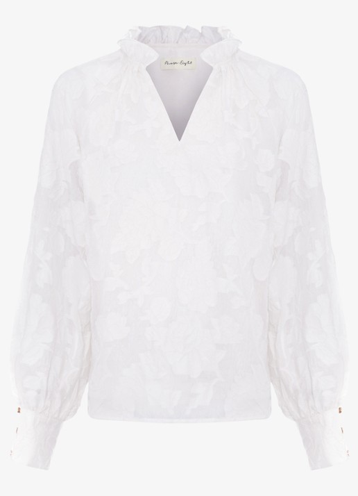 Phase Eight Amal blouse met bloemenprint - voorkant gebroken wit