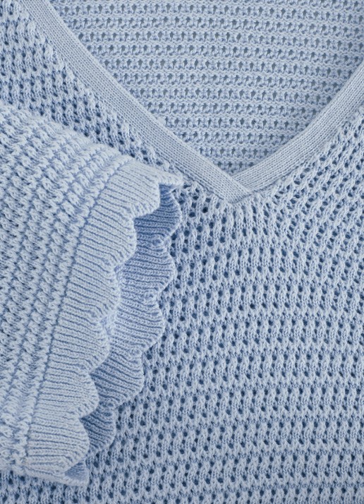 Phase Eight Amira grofgebreide top met V-hals - detail 8 lichtblauw