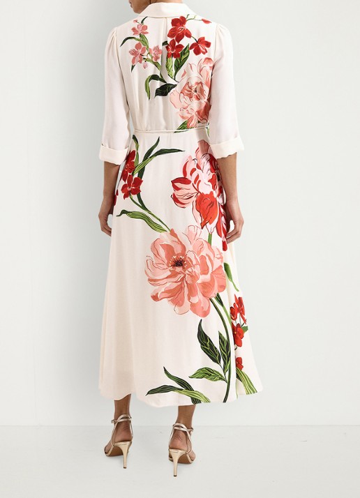 Phase Eight Anabella maxi blousejurk met bloemenprint - achterkant 3 gebroken wit