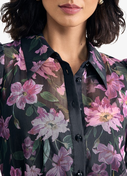 Phase Eight Anabelle maxi blousejurk met bloemenprint - detail 5 zwart