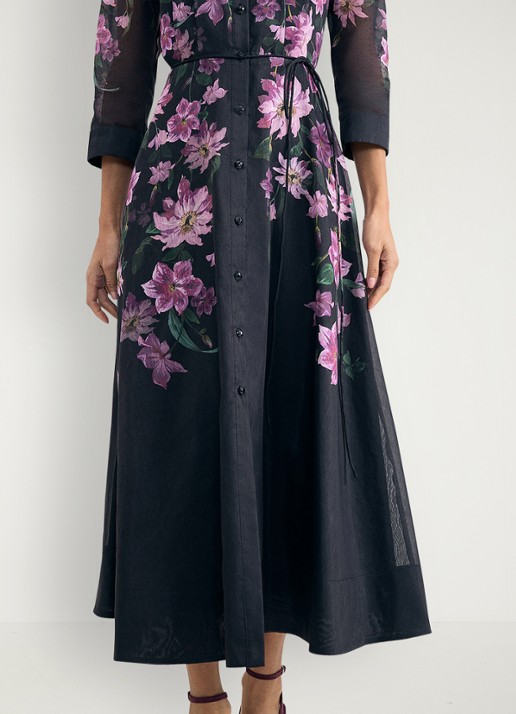 Phase Eight Anabelle maxi blousejurk met bloemenprint - detail 6 zwart