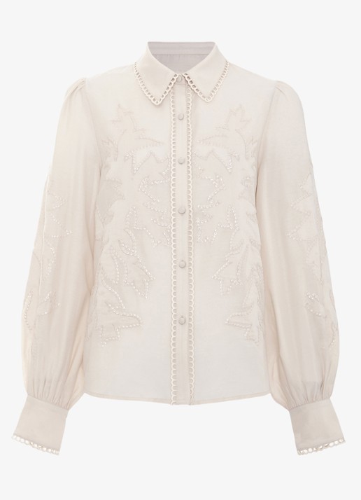 Phase Eight Aneira blouse met pailletten  - voorkant 6 gebroken wit