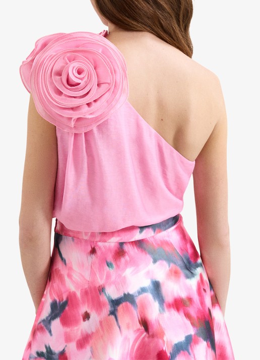 Phase Eight Angelina top in linnenblend met asymmetrische hals - achterkant roze